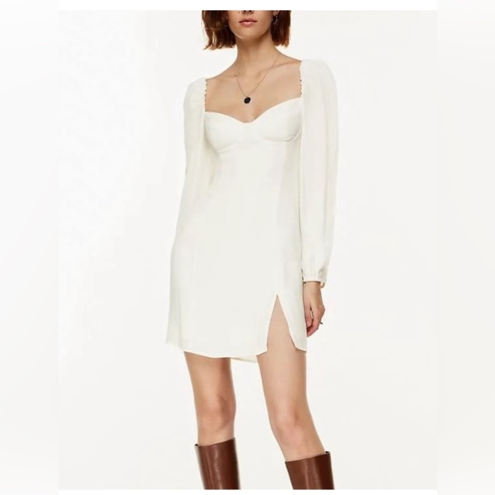 Wilfred White Novella Mini Dress Puff Sleeve Long Sleeve Women’s Size 0